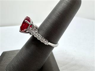 925 Sterling Silver Red Heart Stone Ring SZ: 5.5 - 2.9G!
